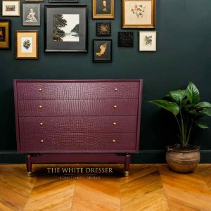 Mid Century G plan chest of drawers in purple