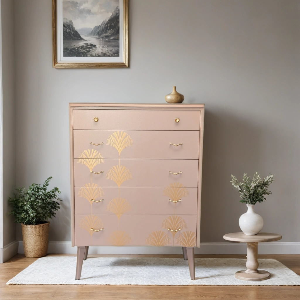 Mid Century chest of drawers in dusky pink - Image 14